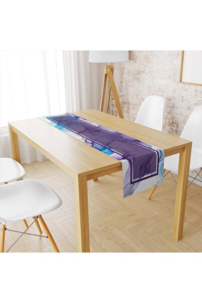 milroma Βελούδινο ράνερ με υφή και σχέδιο καπνού σε μπλε-μωβ 046