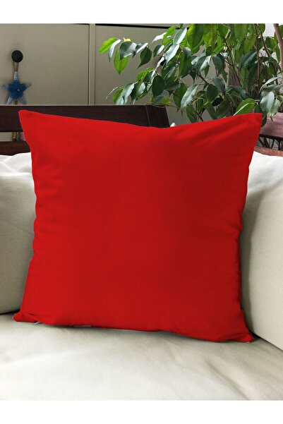 Evmila Düz Renk - Tek Renk Kırlent Kılıfı Döşemelik Süet Kumaş - Kırmızı
