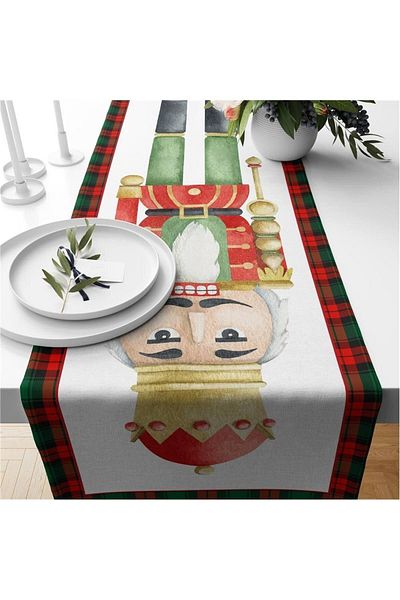 milroma New Year's Themed Lead Soldier Patterned Velvet Runner