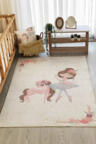milroma 8 Mm Kalınlığında Balerin Ve Kuğu Desenli Çocuk Halısı