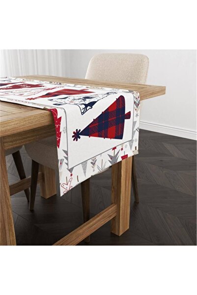 milroma Yılbaşı Temalı Ağaç Desenli Kadife Runner