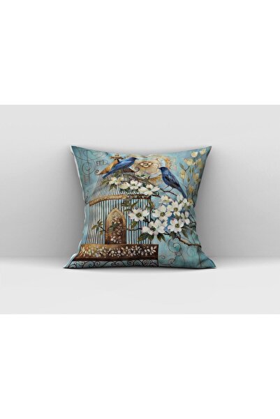 milroma Двустранен калъф за възглавница с цифров печат с мотив на клетка и птица