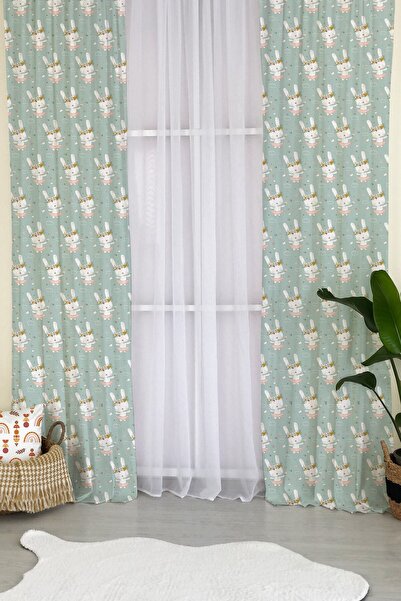 milroma Κουρτίνα φόντου για βρεφικό και παιδικό δωμάτιο με μοτίβο πράσινου κο...