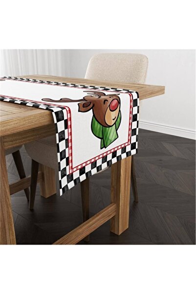 milroma Βελούδινο δρομέας με μοτίβο ελαφιού με θέμα την Πρωτοχρονιά