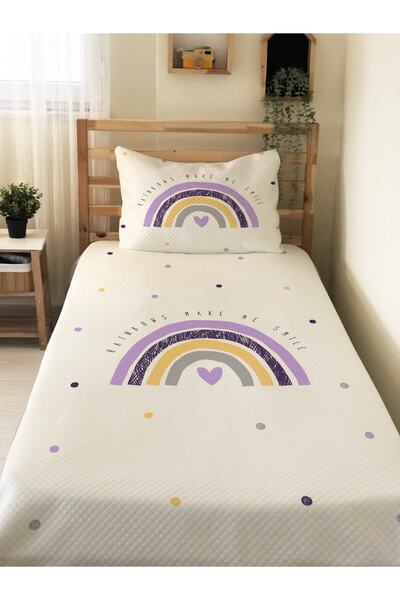 Evmila Rainbow Patterned Baby and Kids Printed Single Pique Set 160 X 220 cm ...