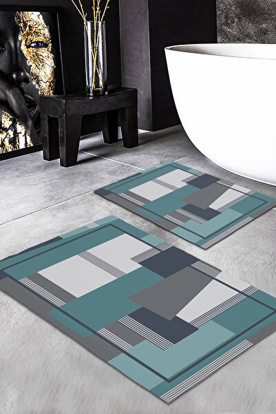 Evmila طقم سجاد حديث منقوش مكون من قطعتين (60x100/40x60) طقم سجادة حمام