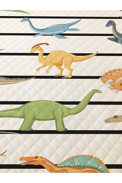 milroma Dinosaur Patterned Baby and Kids Printed Single Pique Set 160X220 White