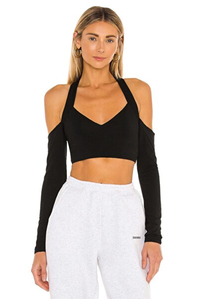 By Kul Design Μαύρο μεταξωτό γυναικείο μπλουζάκι - με τιράντες