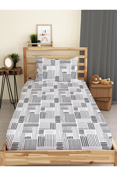 Evmila Set de cearșafuri elastice cu model modern alb