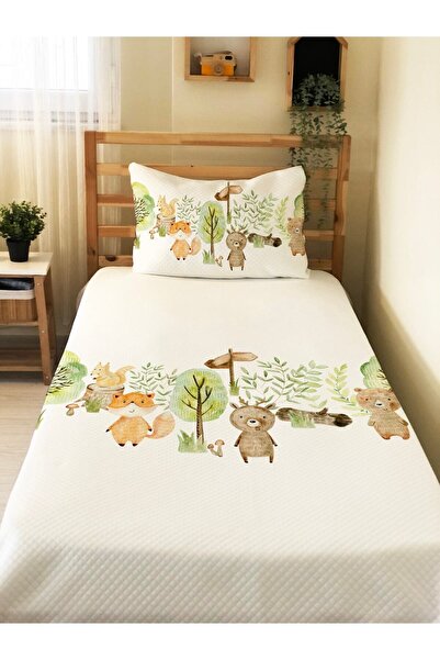 Evmila طقم بيكيه فردي مطبوع للأطفال والرضع من Forest World مقاس 160 × 220 سم ...