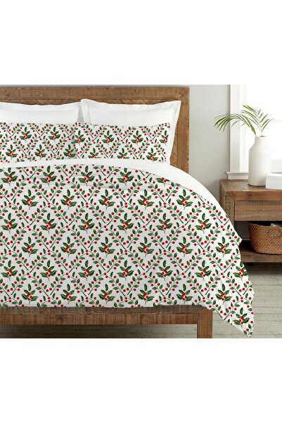 Evmila Set cuvertură de pilota dublă 200x220 Cm cu model de flori - alb