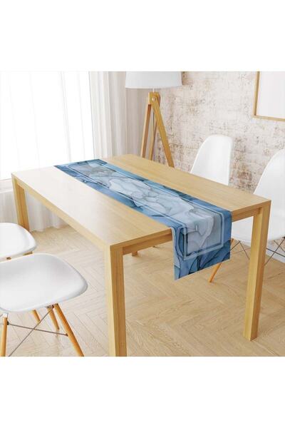 milroma Βελούδινο ράνερ με μπλε καπνιστό σχέδιο 035