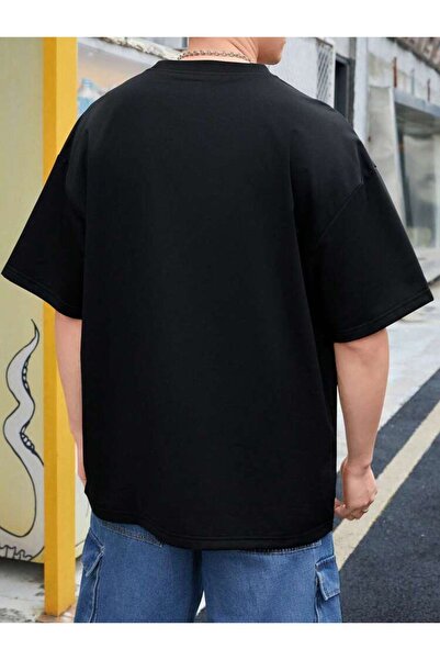 DEEPSENCE Unisex Shadow Skull Printed Oversize Μαύρο T-shirt