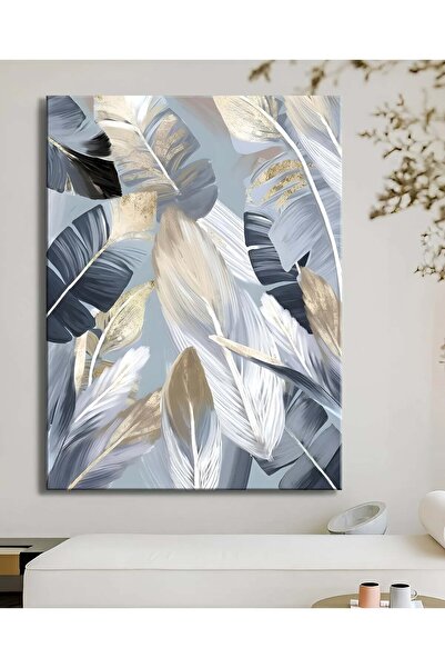 PrintiesPlus Modern Yaprak Desenli Dekoratif Kanvas Tablo