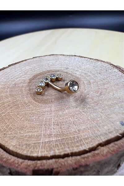 Karınca Piercing Gold Color Stoned Elite High Quality Belly Piercing