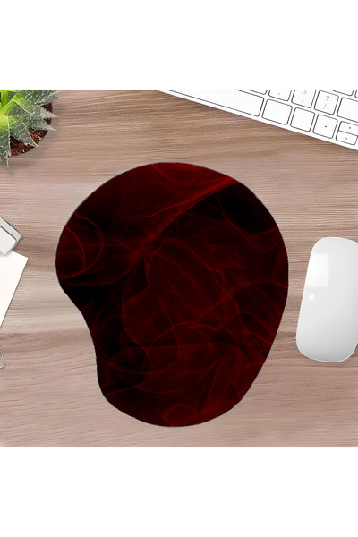 UcuruStore Bordo Duman Bilek Destekli Kesik Oval Mouse Pad