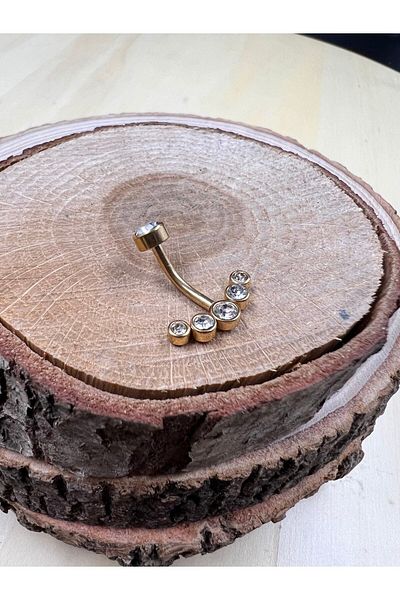 Karınca Piercing Gold Color Stoned Elite High Quality Belly Piercing