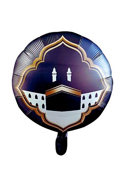 KBK MARKET 1st Class Quality Ramadan Round Kaaba Model Foil Balloon 45 Cm