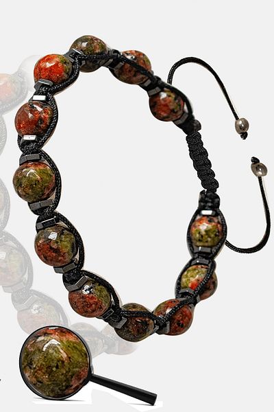 Tesbih Atölyesi Certified Faceted Real Unakit Stone Bracelet - Adjustable