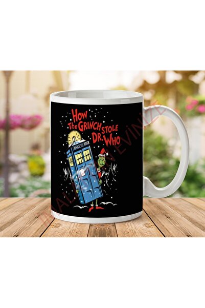 ART HEDİYE How The Grinch Stole Doctor Who كوب زجاجي داكن