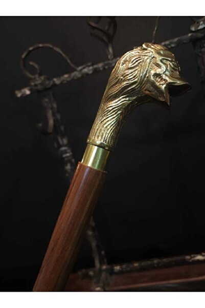 hediyeconcepti Ahşap Saplı Pirinç Ördek Başlı Kakmalı Ahşap Baston