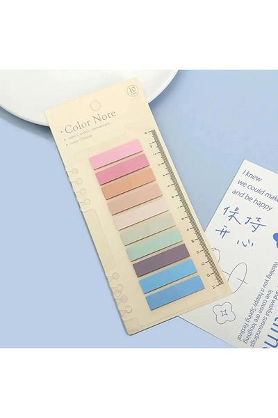 NaSaDAN 10 Colors Pastel Light Tones Sticky Ruled Transparent Postit