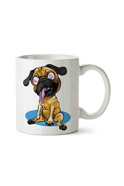 ART HEDİYE كوب مطبوع على الجانبين من Pug Love Dog