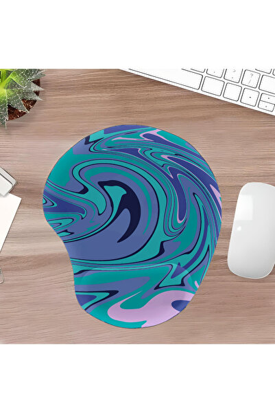 UcuruStore Τιρκουάζ Μπλε Ναυτικό Οβάλ Επιφάνεια Ποντικιού με Στήριγμα Καρπού