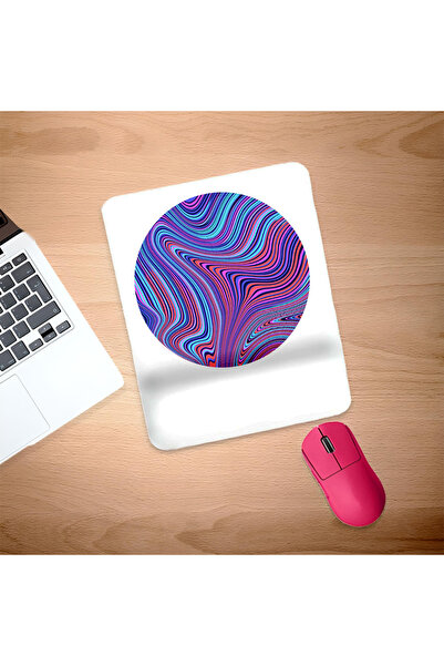 UcuruStore Μπλε Μωβ Ορθογώνιο Mouse Pad με Στήριγμα Καρπού σε Σχήμα Κύκλου