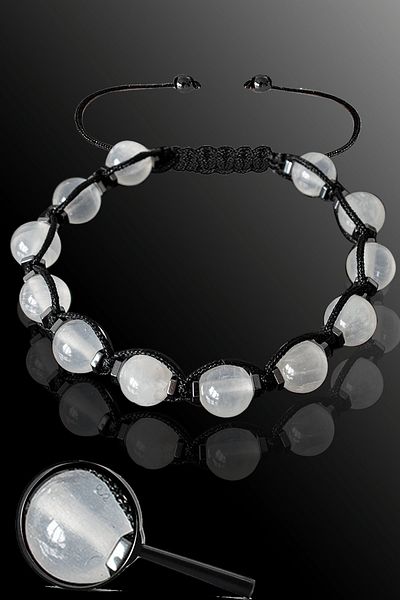 Tesbih Atölyesi Certified Real Selenite Stone Bracelet - Adjustable