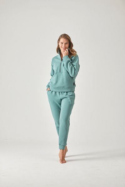 Pamuk & Pamuk SET DE PANTALONI DE SPORT VERDE CU JUMĂTATE DE FERMOAR 3 fire