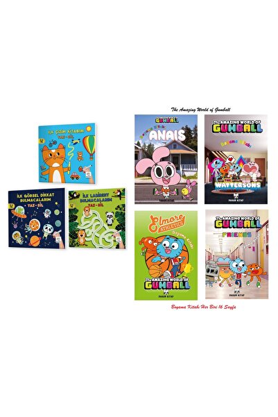 yükselen zeka 2-4 Yaş Mucit Karınca YAZ-SİL Kitaplar 2. Seri ve The Amazing World of Gumball-cartoonnetwork Boyama