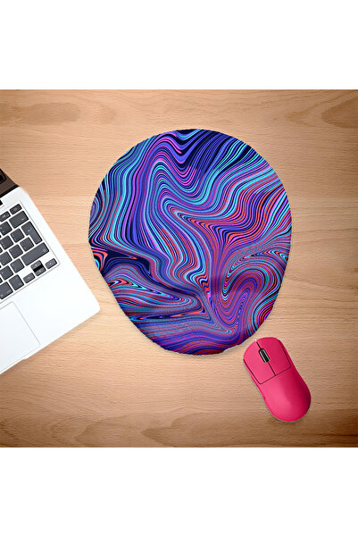 UcuruStore Μπλε-τιρκουάζ-ροζ οβάλ μαξιλαράκι ποντικιού με στήριγμα καρπού