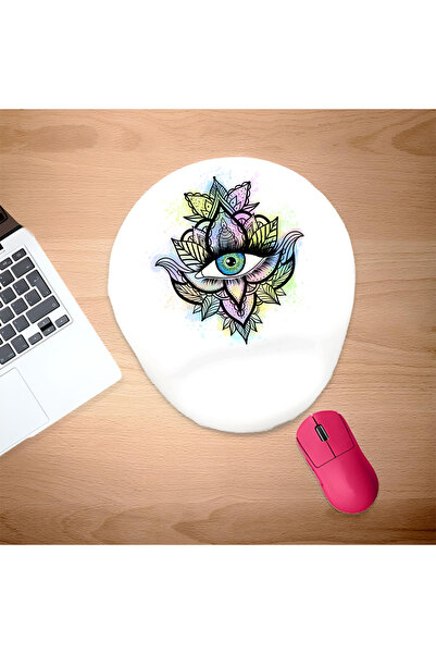 UcuruStore Οβάλ επιφάνεια ποντικιού Colorful Chaos με στήριγμα καρπού για τα ...