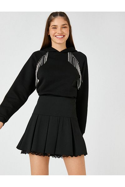 Koton Hooded Sweatshirt with Chain Detail
