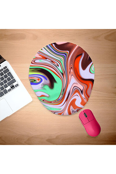 UcuruStore Pad pentru mouse oval, culoare roșu turcoaz, cu suport pentru înch...