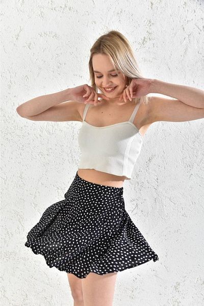 Lunaberry Mini pantaloni scurti de vară Fusta țesătură moale cu imprimeu din viscoză Talie înaltă cu talie elastică la spate