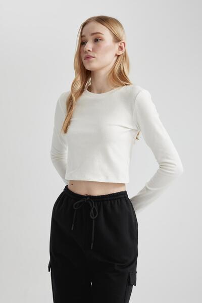 DeFacto Coool Fitted Ribana Basic Uzun Kollu Tişört A8311ax24sp