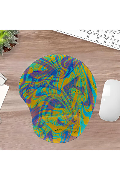 UcuruStore Κίτρινο Μπλε Πράσινο Χρώμα Κυματιστό Οβάλ Μαξιλαράκι Ποντικιού με ...