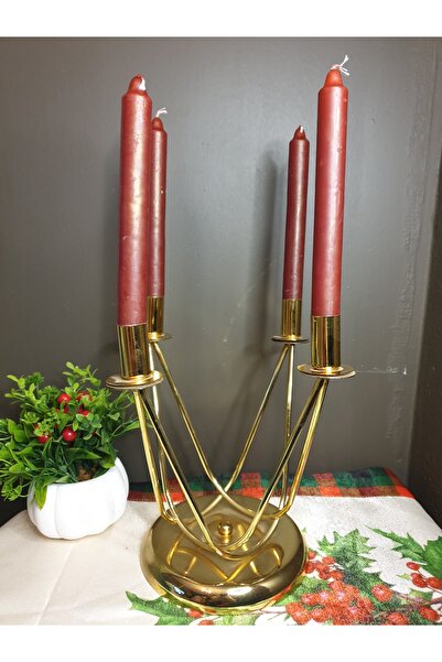 efya home 4 Element Gold Kaplama, Şamdan,mumluk , Dekoratif ,