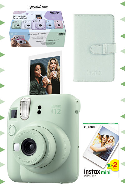 Fujifilm Instax mini 12 Yeşil Fotoğraf Makinesi-20'li Film ve Laporta Albüm Seti