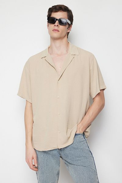 Trendyol Collection Καλοκαιρινό κοντομάνικο πουκάμισο Oversize λινό look - TMNSS24GO00019