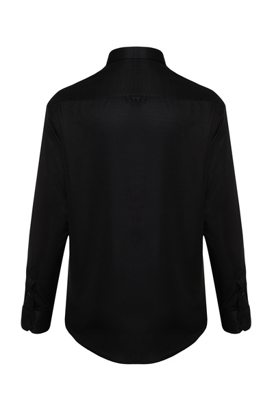 Trendyol Collection Μαύρο Slim Fit Easy-Iron Έξυπνο ανδρικό πουκάμισο TMNAW24GO00096