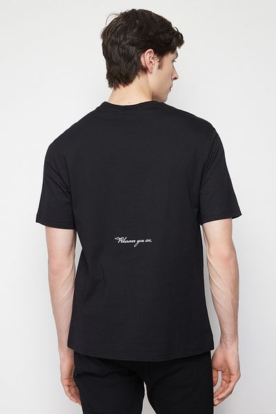 Trendyol Collection Black Photo Printed Oversize Cotton T-Shirt - Tmnss24Ts00047