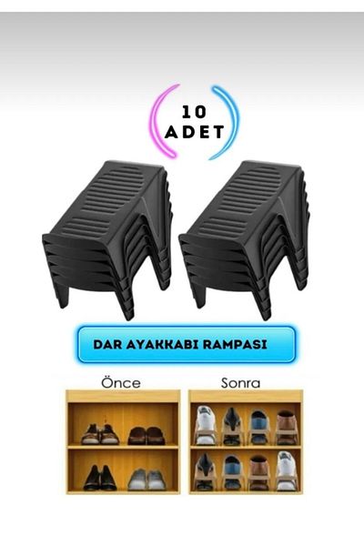 TUĞRA METAL CHEFF 10-частичен органайзер за единични обувки - органайзер за рафтове на рампа