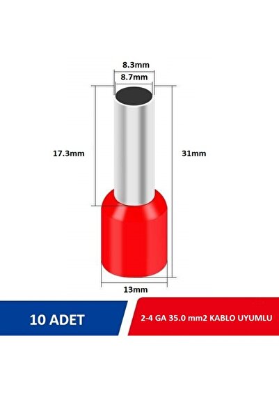 Kaliteyeri 2-4 GA Kablo İçin Oto Amfi ve Blok Giriş Ucu 10 Adet