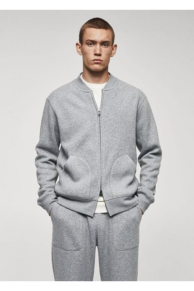 MANGO Man Hanorac bomber în amestec de lână