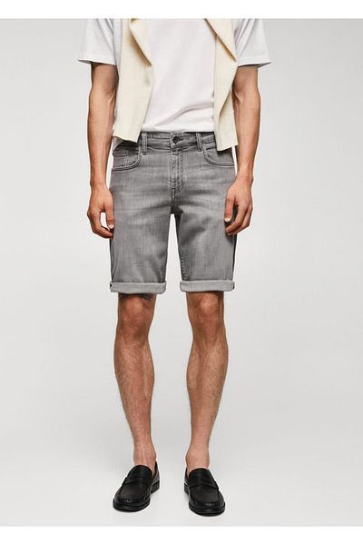 MANGO Man Slim fit τζιν βερμούδα