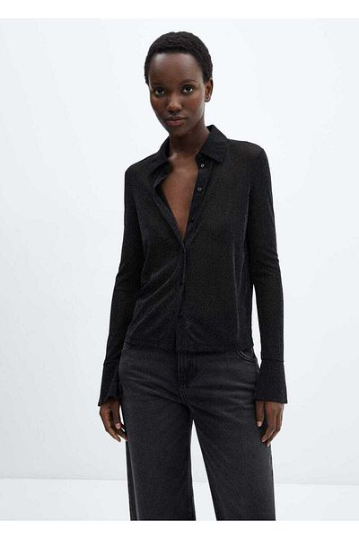 MANGO Woman Buttoned glitter shirt