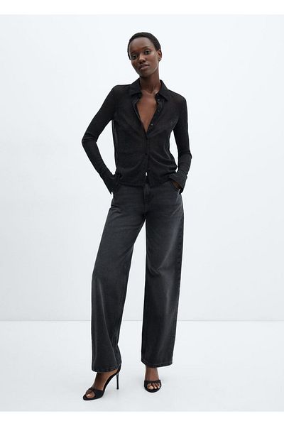 MANGO Woman Buttoned glitter shirt